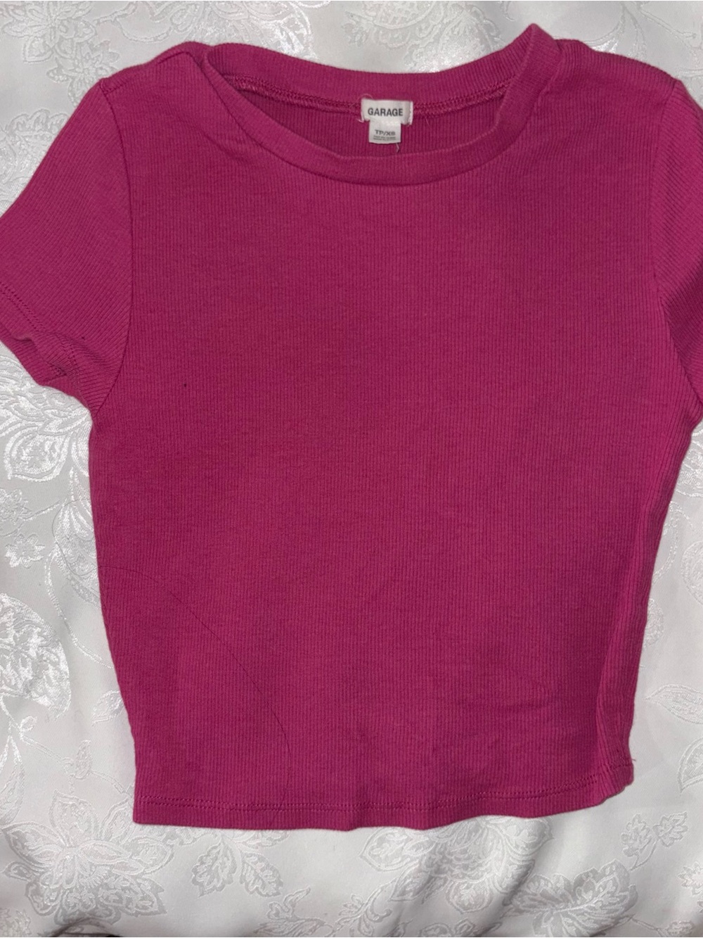 Garage Fitted Short Sleeve Top in Bright Magenta